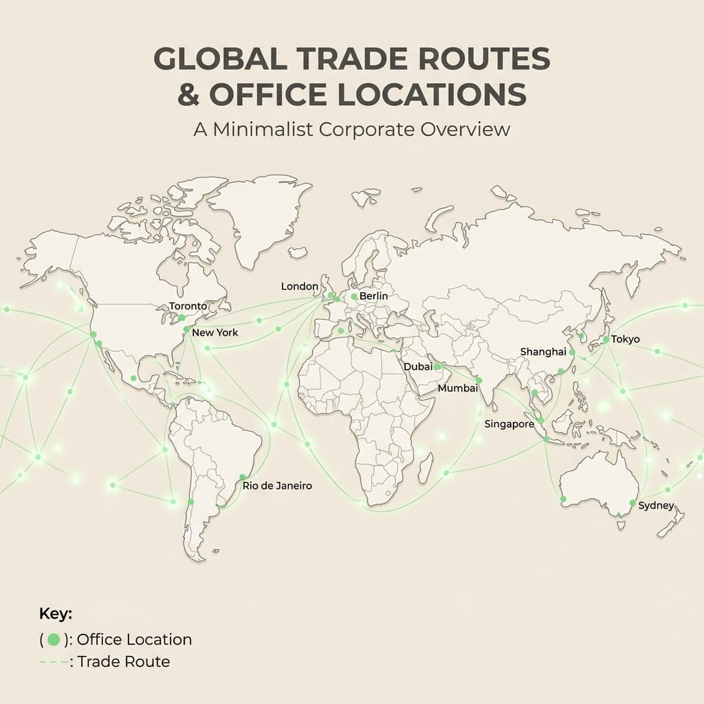 World map showing global export reach
